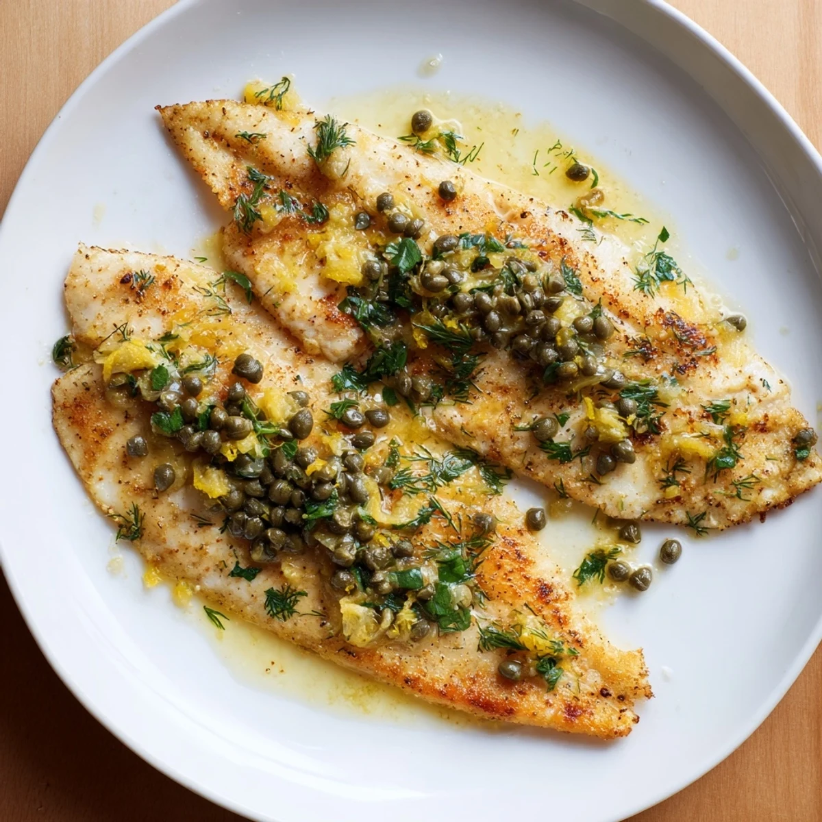 A forkful of Simple Lemon-Herb Tilapia with Capers, perfectly cooked and bursting with bright flavors.