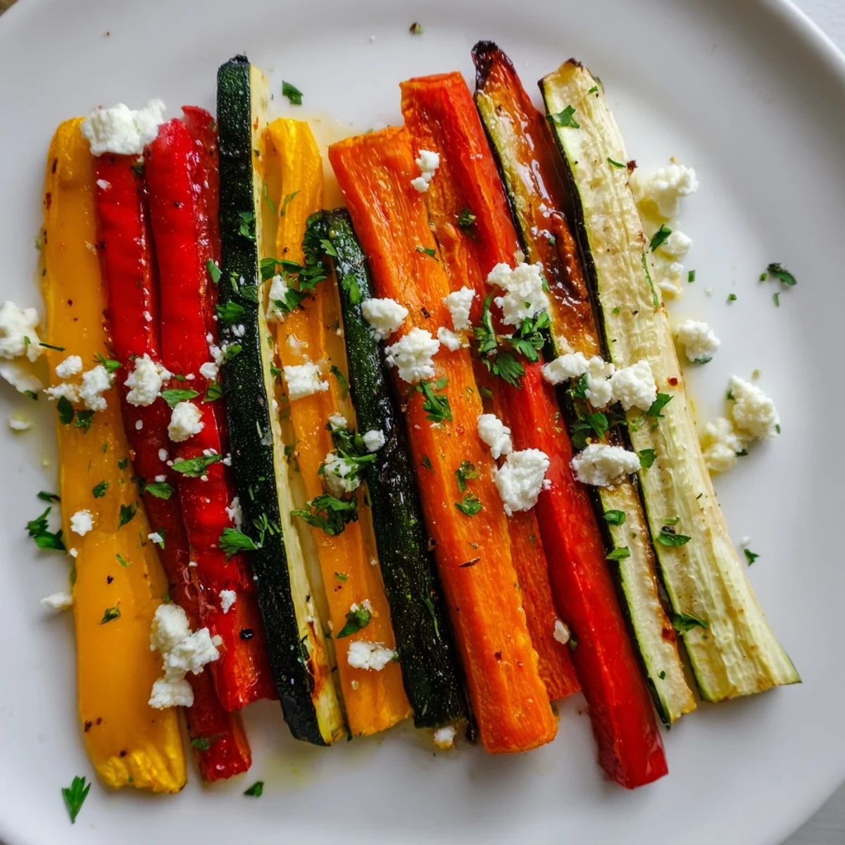 Roasted Christmas Sleigh Veggie Rails: arranged colorful roasted vegetables, ready for holiday appetizers.