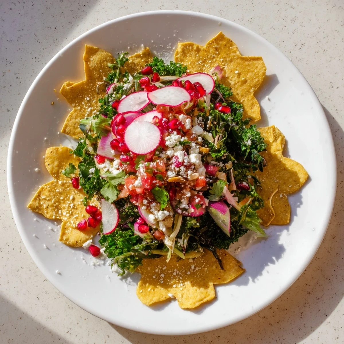 Winter Salad Snowflake Chips Salsa