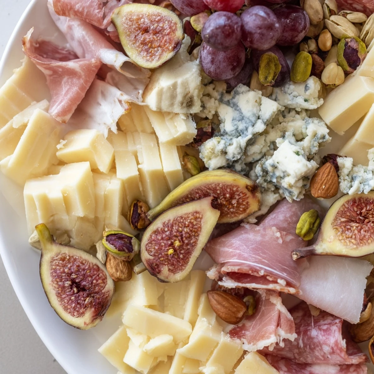 Vibrant Pomegranate Jewel Cascade cheese board, featuring creamy goat cheese and glistening pomegranate seeds.