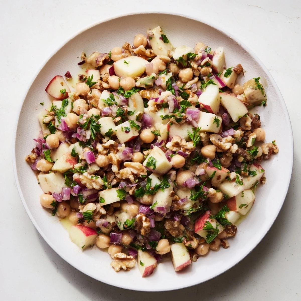 Vibrant Fall Harvest Apple and Chickpea Salad: look at those chunky apple pieces mixed with chickpeas.