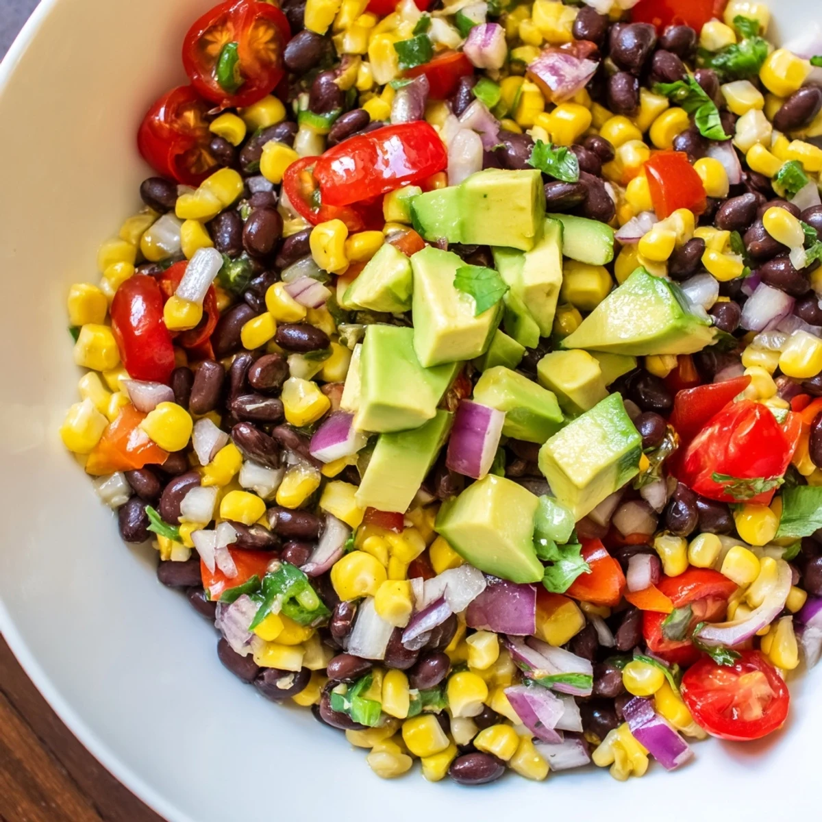 Vibrant Southwestern Black Bean and Corn Salad bursting with fresh corn, peppers, and a zesty lime dressing.