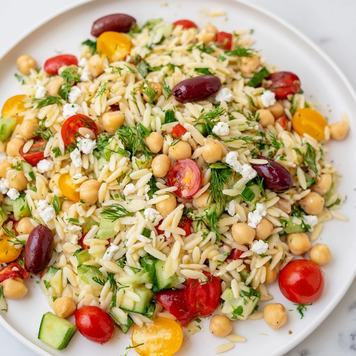 Enjoy the refreshing taste of this Greek Lemon-Orzo Bean Salad, bursting with zesty lemon vinaigrette.