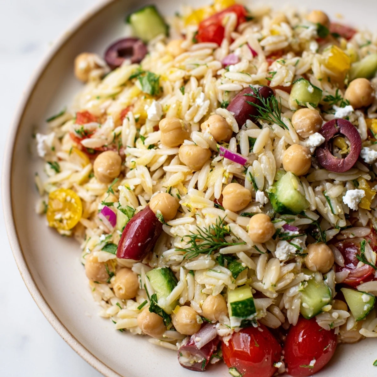 Greek Lemon Orzo Bean Salad