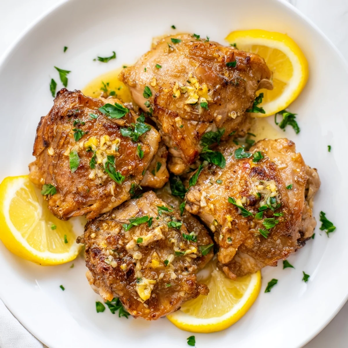 A pan of juicy Greek Yogurt Chicken, beautifully browned and glistening after baking in the oven.
