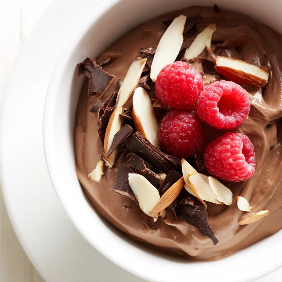Silky smooth chocolate avocado mousse, topped with fresh berries, a visually stunning dessert.