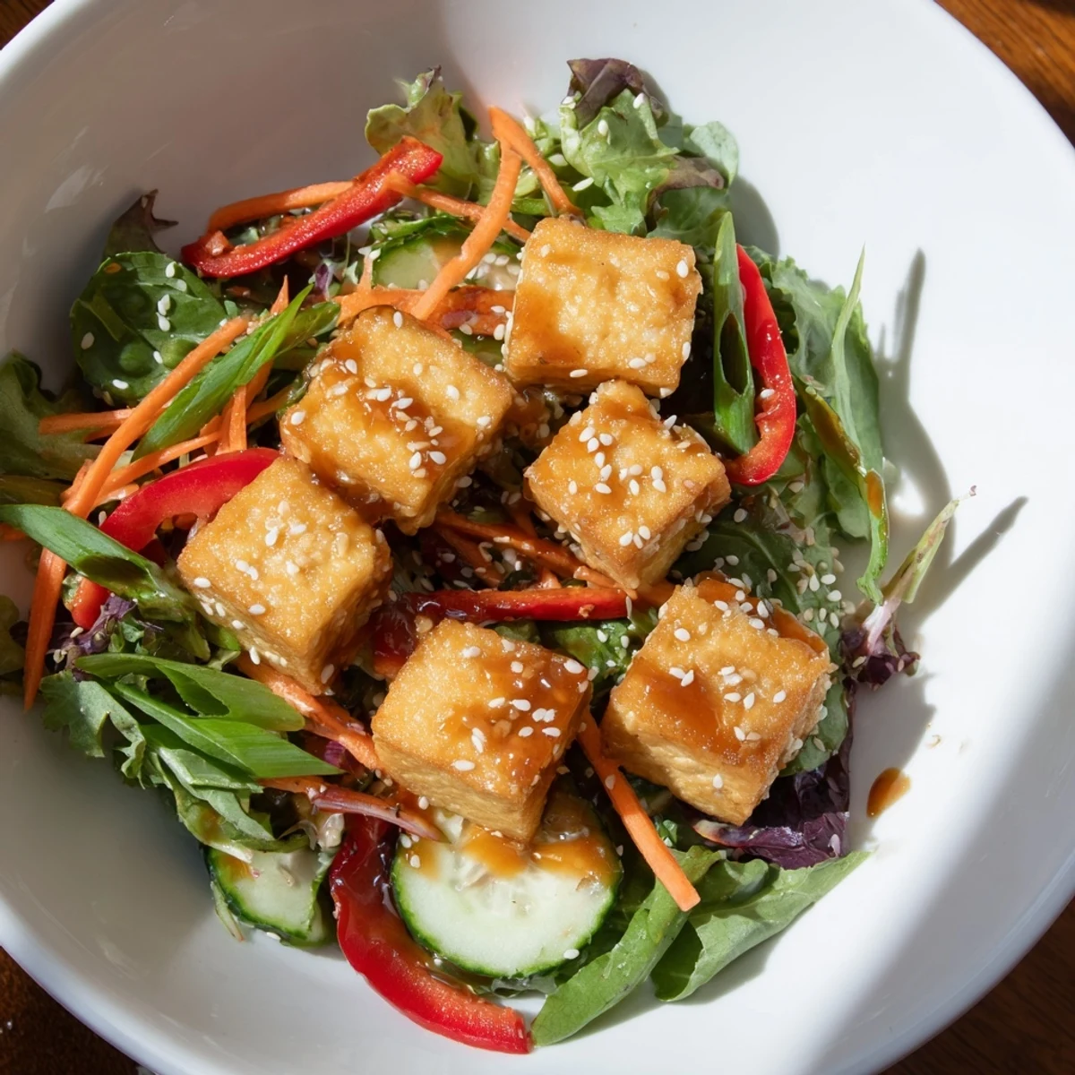 Golden Crispy Tofu Salad