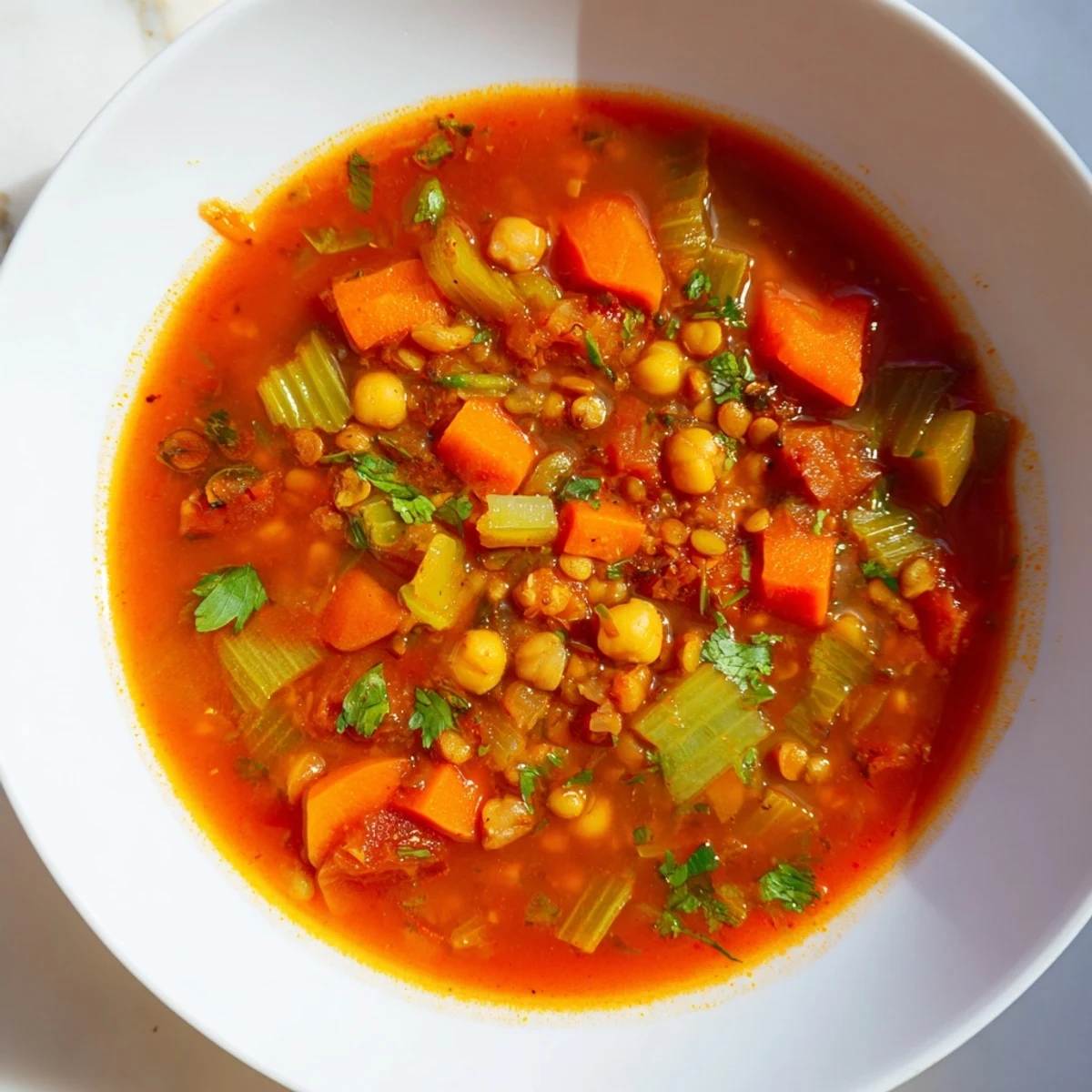 A comforting spoonful of aromatic North African Harira Soup, perfect for a cozy, delicious meal.