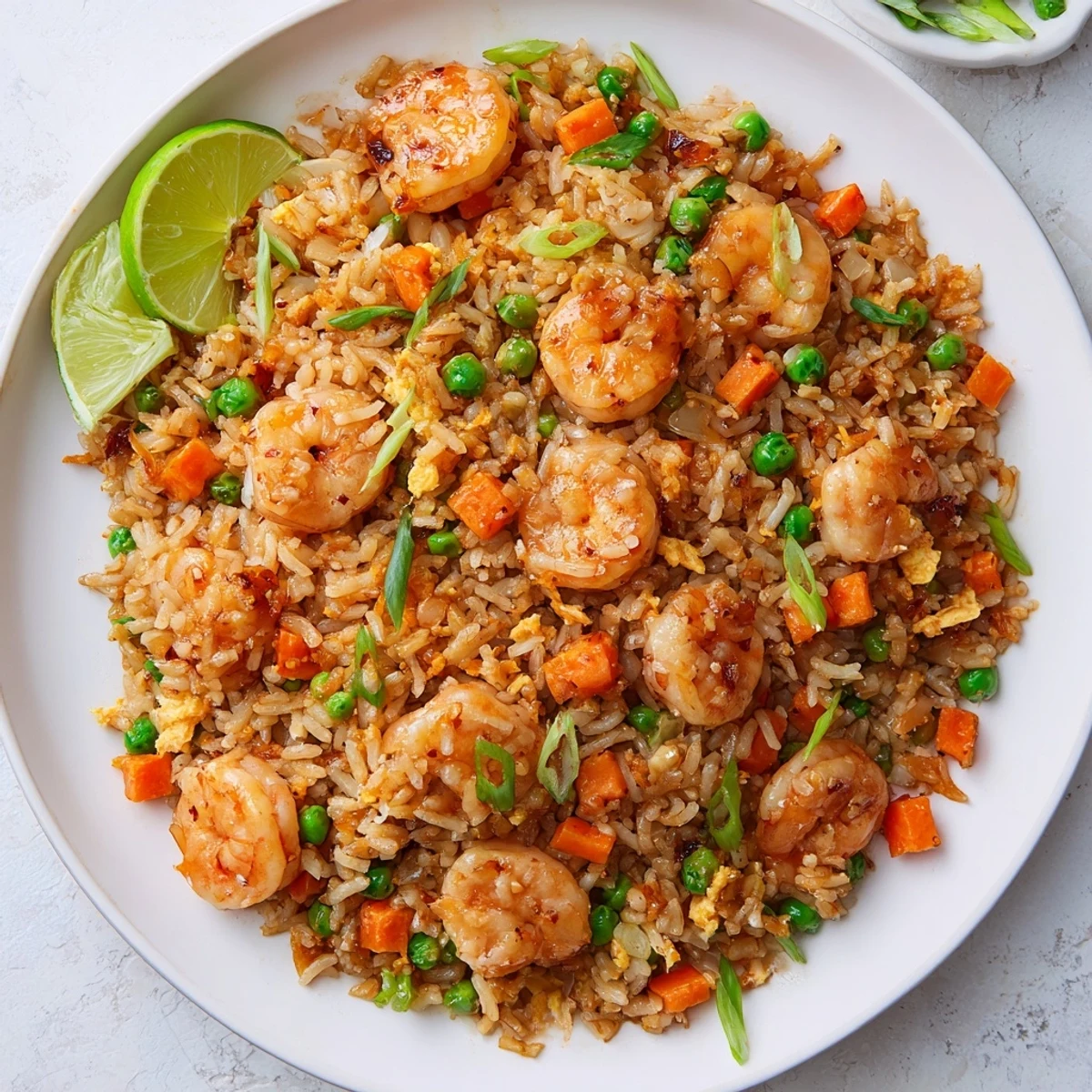 Aromatic Shrimp Garlic Fried Rice, glistening with garlic and perfectly cooked shrimp.