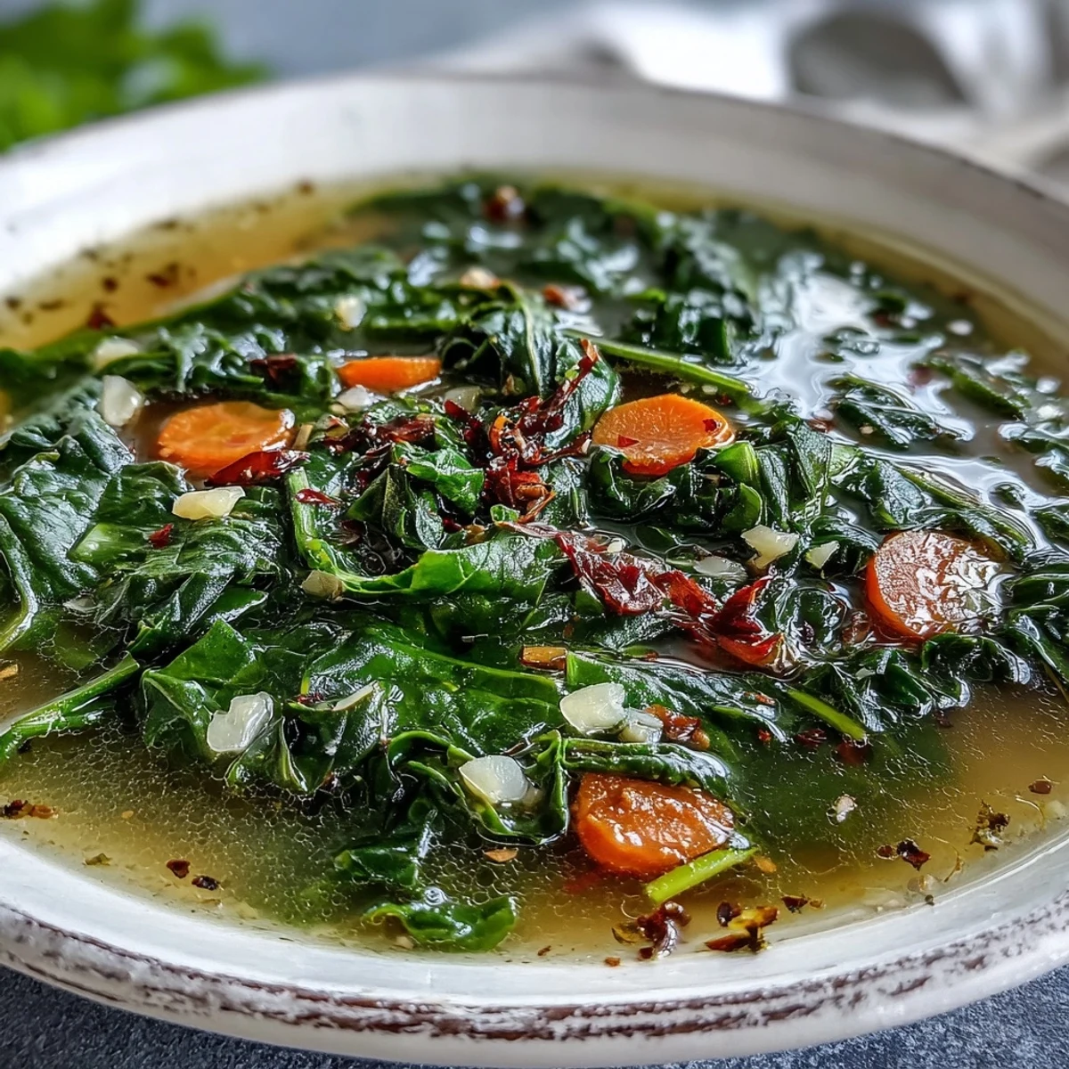 A warm bowl of Swiss Chard Soup garnished with fresh parsley and Parmesan cheese, steaming over rustic bread.