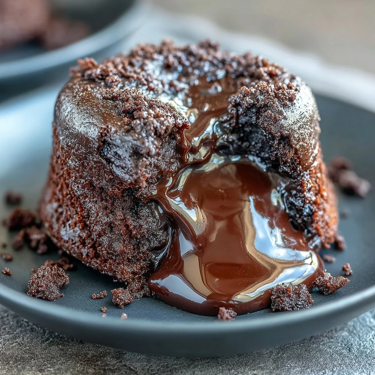 Warm Chocolate Lava Cakes with Espresso bake in ramekins with molten centers, served with vanilla ice cream and a coffee drizzle.