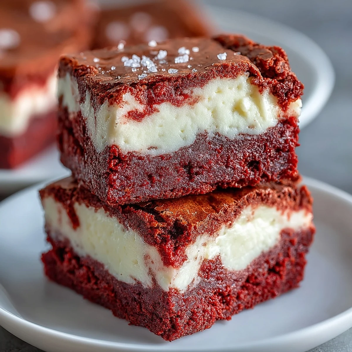 Slice of moist Red Velvet Cheesecake Brownies revealing rich cocoa and tangy cream cheese layers.