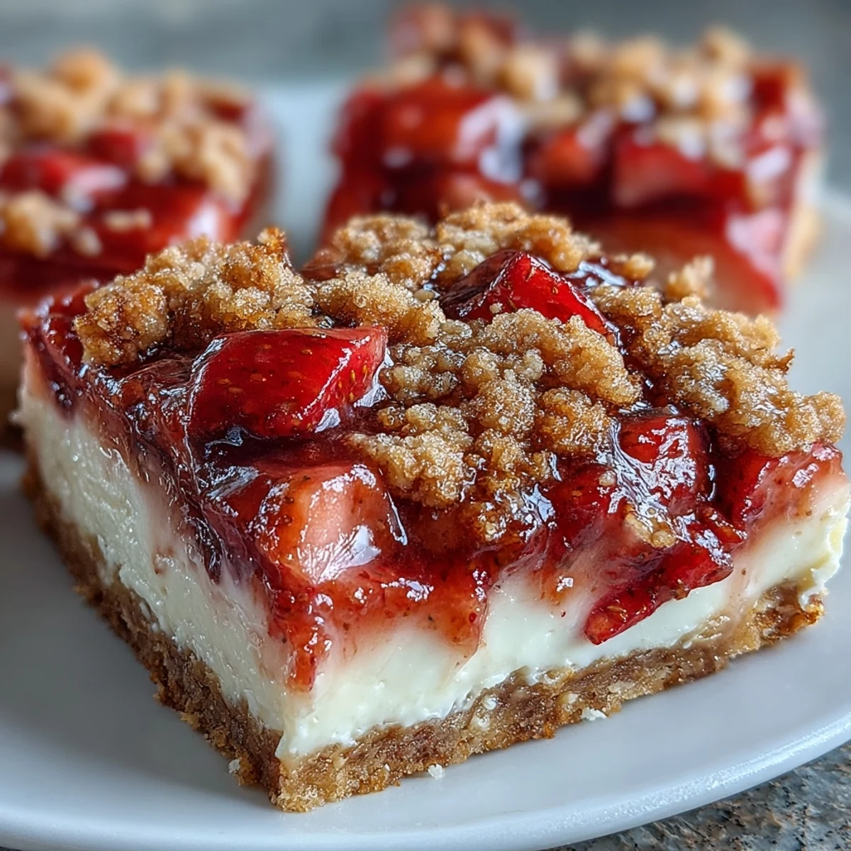 Warm Strawberry Cheesecake Bars cooling on a wire rack, perfect for potlucks and parties