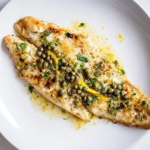 Flaky Simple Lemon-Herb Tilapia with Capers, glistening with lemon and herbs, ready to serve.