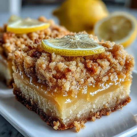 Freshly baked Homemade Lemon Crumb Bars with a bright yellow citrus filling and a golden crumb topping.