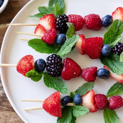 Simple Berry Mint Skewers