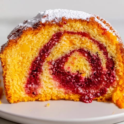 Swirling patterns showcase the homemade Cranberry Orange Swirl cake, a festive holiday treat.