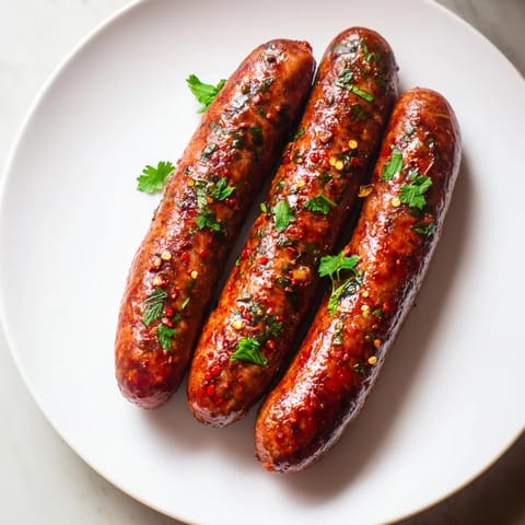 Close-up of sizzling Tunisian Merguez sausage, with its vibrant red hues and smoky char marks.
