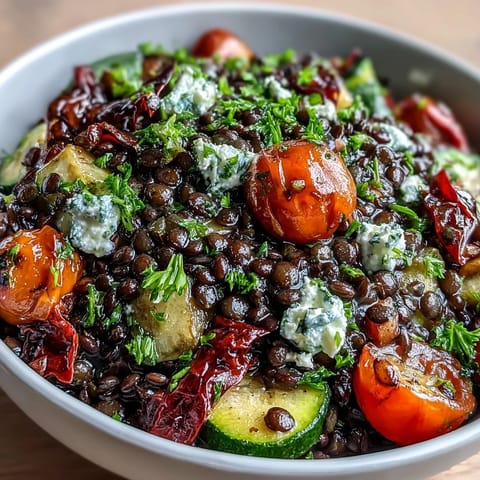 Black Lentil Salad with Roasted Vegetables