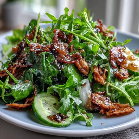 Vibrant Spring Green Salad with Honey Mustard and Almonds, fresh greens tossed in tangy dressing and topped with crunchy toasted almonds.