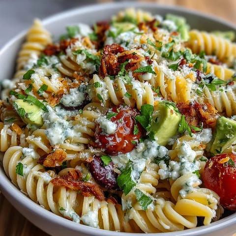 Vibrant taco pasta salad with colorful vegetables, creamy dressing, and tortilla chips—perfect for summer potlucks and casual gatherings.