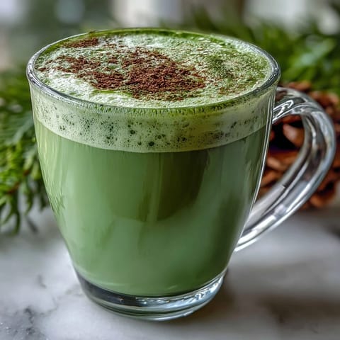 Creamy vegan matcha oat milk latte, perfect for a healthy morning boost.