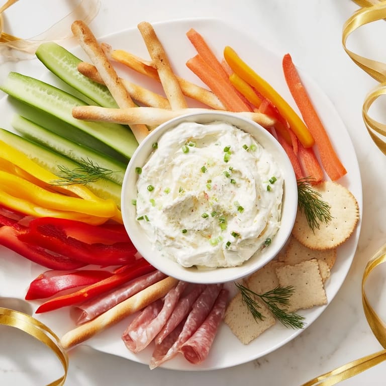 Holiday-ready Reindeer Antler Spread: A festive appetizer featuring a creamy dip, vegetables, and meats.