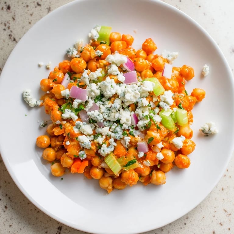 Freshly made Buffalo Chicken Bean Salad, a vegetarian delight, perfect for lunch or a light dinner.