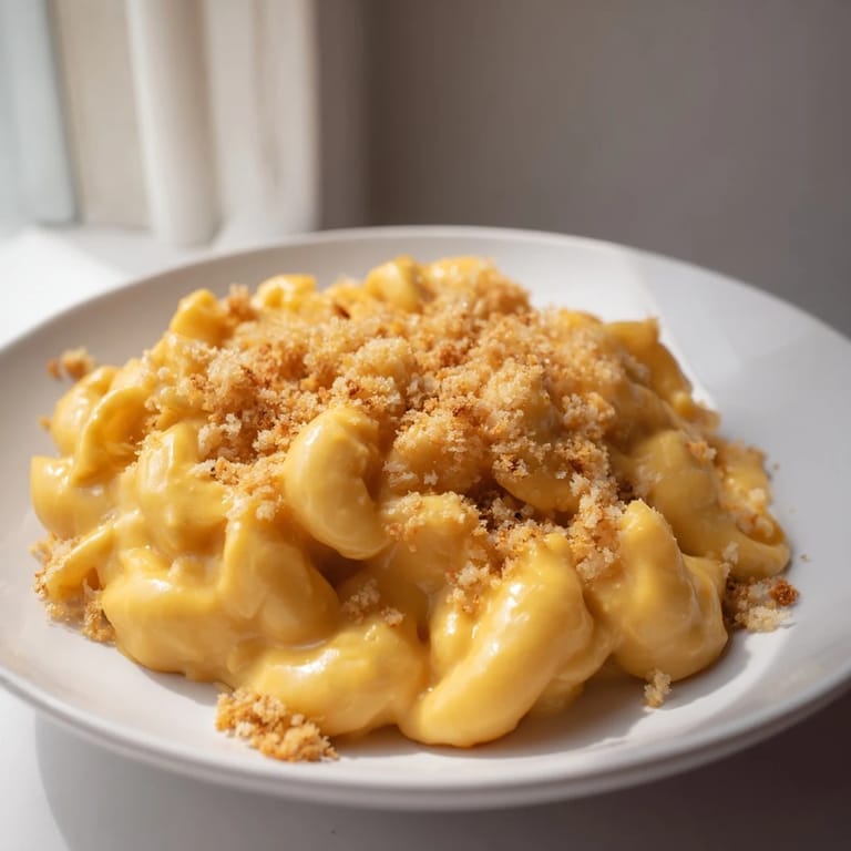 Warm, comforting bowl of Butternut Squash Mac brimming with melted cheese and tender squash pieces.