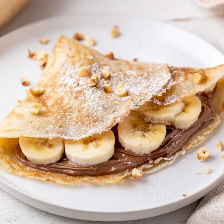 Folded Banana Nutella Wrap dessert, beautifully browned and ready to serve with a dusting of powdered sugar.