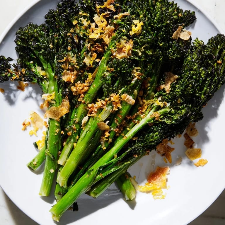 Enjoy a healthy and delicious broccolini salad; the air-fried broccolini offers a satisfying char along with lemon and garlic.