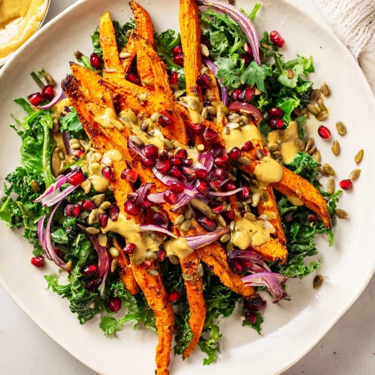 Golden roasted carrots and creamy tahini drizzle make this Mediterranean carrot salad a delight.