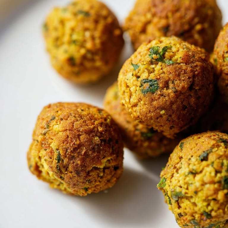 Freshly fried falafel balls, perfect for a Middle Eastern meal with pita and tahini sauce.