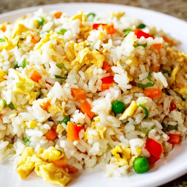 Garnished with fresh scallions, this vegetarian Egg Fried Rice is a comforting Asian-inspired main dish.