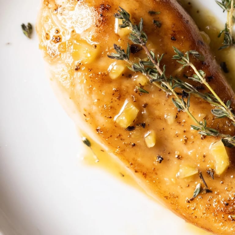 Tender Honey Dijon Chicken Skillet in a sweet and tangy glaze, paired with roasted vegetables on a rustic plate.