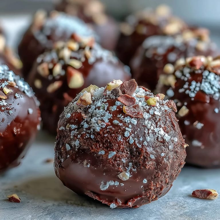 Rich chocolate truffles with shredded coconut coating, arranged neatly in a mini cupcake liner gift box.
