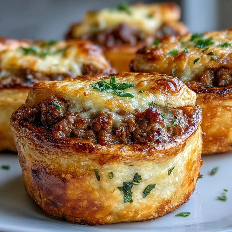 A trio of Mini Beef Tourtières paired with cranberry chutney and fresh thyme on a rustic platter.
