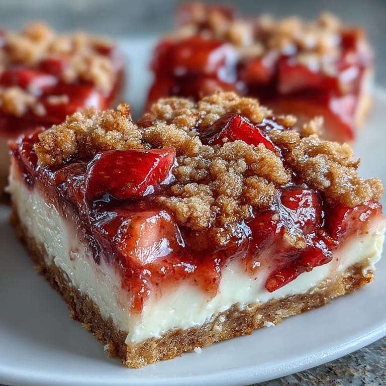 Warm Strawberry Cheesecake Bars cooling on a wire rack, perfect for potlucks and parties