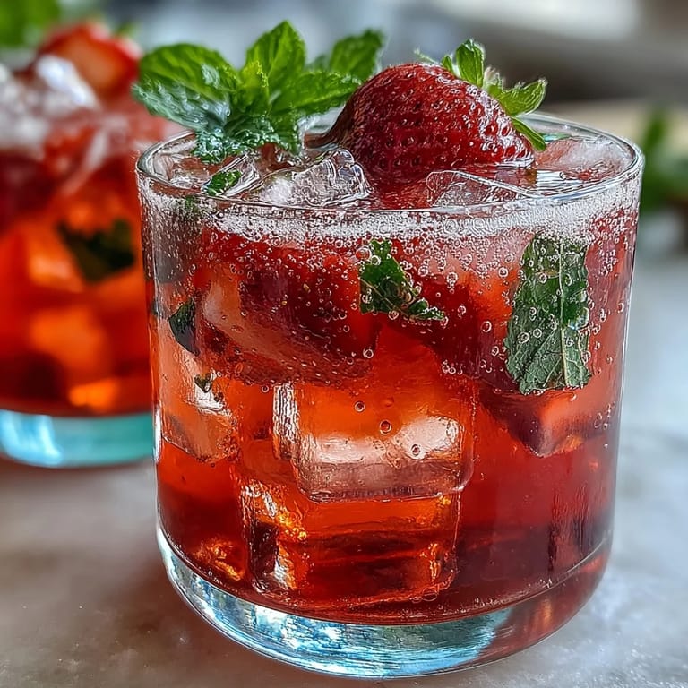 Refreshing strawberry lemon sparkling mocktail, perfect for spring gatherings and warm afternoons.