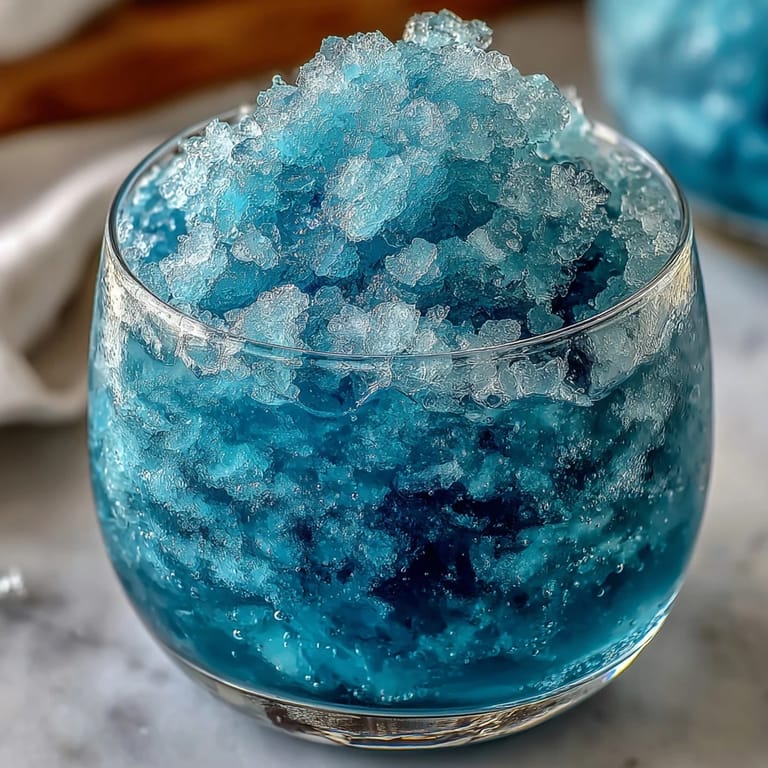 Refreshing blue raspberry lemonade slushie bursting with citrus tang and sweet berry notes, served over frosty ice.