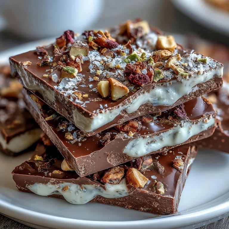 Crunchy kataifi pastry meets smooth pistachio cream in this Dubai-style chocolate bark, topped with rose petals and chopped pistachios.