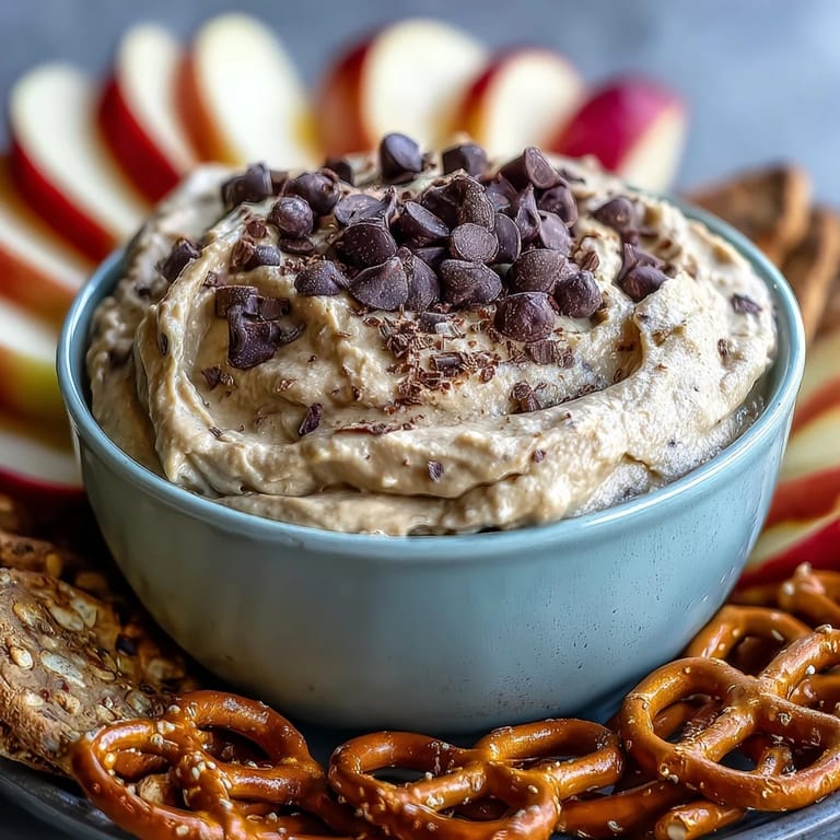 Creamy, fiber-filled chickpea cookie dough dip, perfect for wholesome dipping moments.