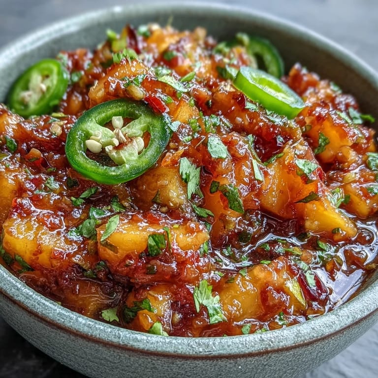 A colorful bowl of peach jalapeño salsa, ready to top summer's best grilled dishes.