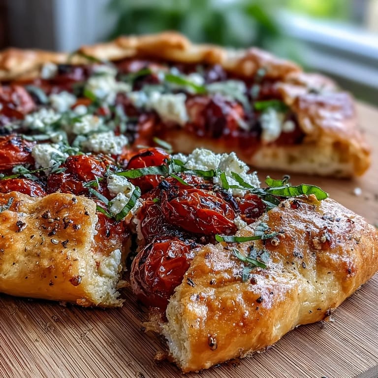 Rustic galette: buttery pastry embracing juicy tomatoes and creamy feta.