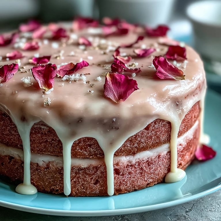 Sumptuous Bridal Shower Rosé Velvet Cake, ready for a celebration.