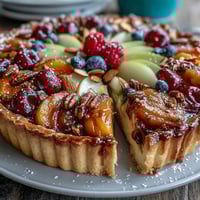 Rustic Summer Stone Fruit Galette with Frangipane, featuring juicy peaches and plums atop creamy almond filling in flaky pastry.
