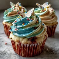 Spring Cupcakes with Pastel Butterfly Buttercream, a delightful dessert featuring vanilla cupcakes topped with swirled pastel frosting and edible butterfly decorations.