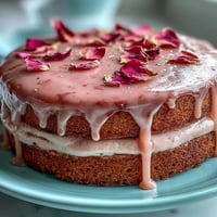 Elegant Bridal Shower Rosé Velvet Cake with shimmering gold drip.
